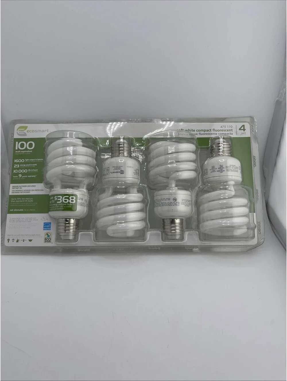 EcoSmart 100W Equivalent 23W CFL Spiral Light Bulbs Daylight 4 Pack